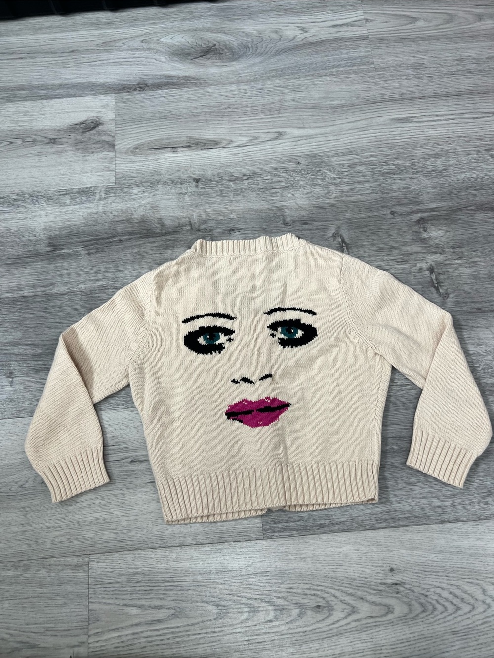 RARE Vintage Betsey Johnson Marilyn Wink Face Cardigan S/P